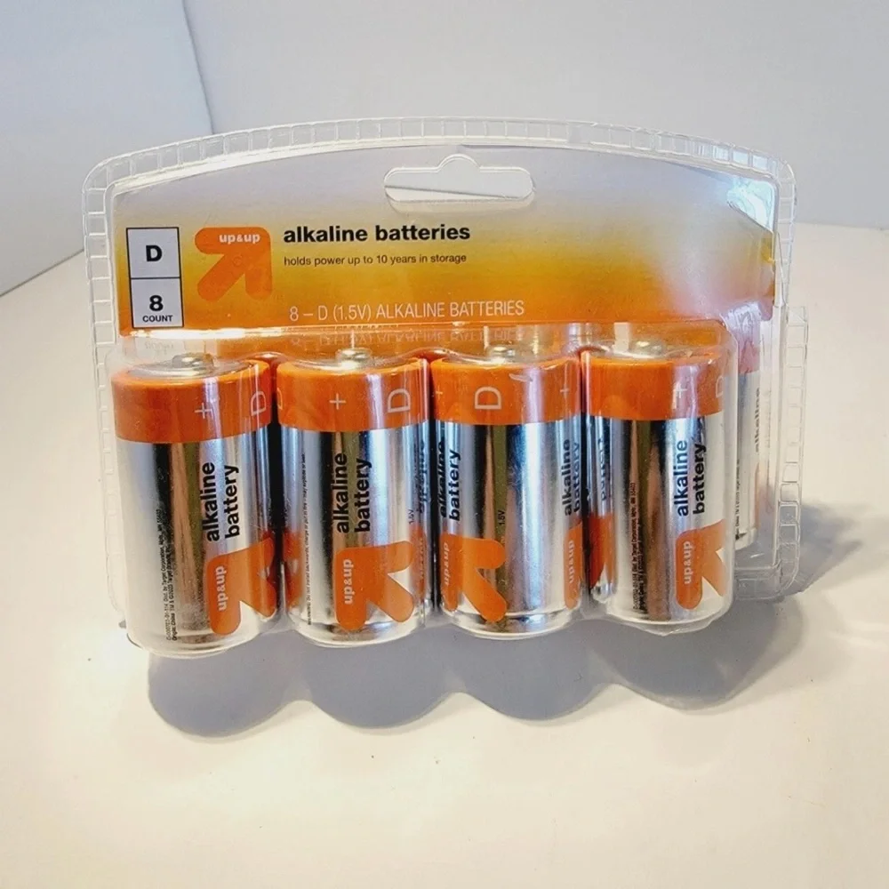 D Alkaline Batteries - Orange and Silver
